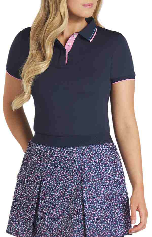 プーマ レディース ポロシャツ トップス Puma Women's Pique Tipped Short Sleeve Golf Polo Deep Navyの通販は