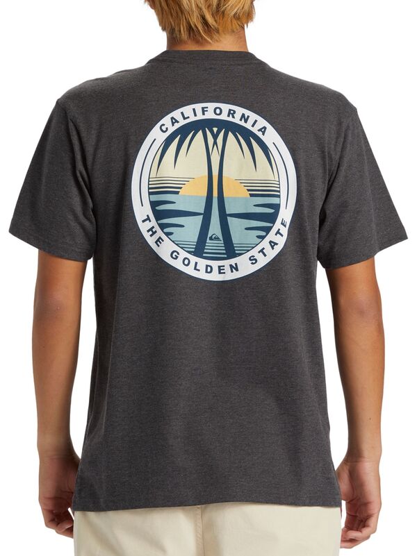 クイックシルバー メンズ Tシャツ トップス Quiksilver Men's Ca Dos Palms Short Sleeve T-Shirt Charcoal Heatherの通販は