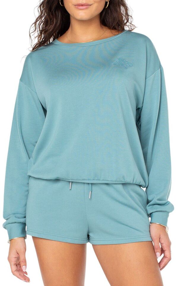 ロキシー レディース パーカー・スウェット アウター Roxy Women's Surfing By Moonlight Crewneck Sweatshirt Mineral Blueパーカー