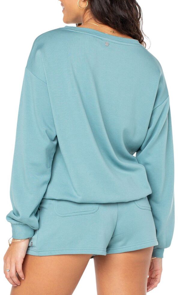 ロキシー レディース パーカー・スウェット アウター Roxy Women's Surfing By Moonlight Crewneck Sweatshirt Mineral Blue
