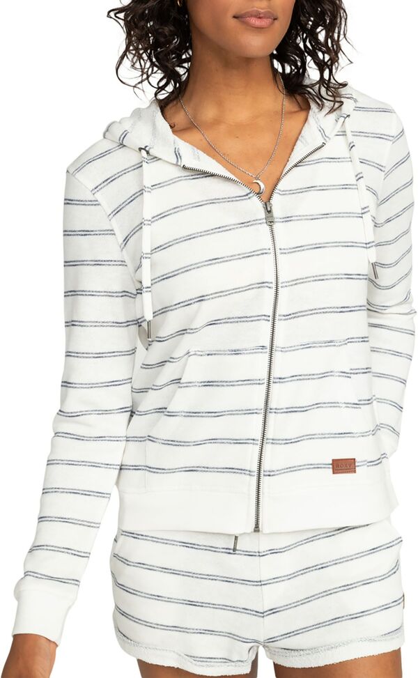 ロキシー レディース パーカー・スウェット アウター Roxy Women's Perfect Wave Stripe Pullover Snow Whiteの通販は