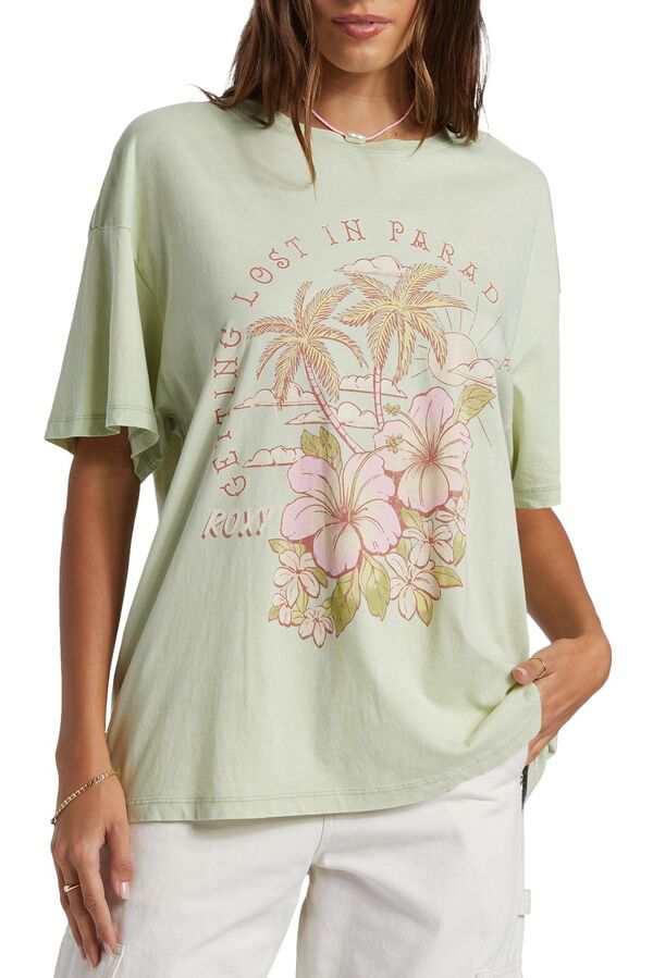 ロキシー レディース Tシャツ トップス Roxy Women's Hibiscus Paradise T-Shirt Laurel Green