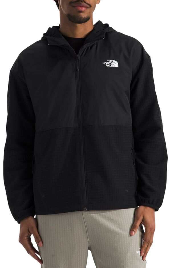 ノースフェイス メンズ パーカー・スウェット アウター The North Face Men's Tekware Grid Hybrid Full Zip Jacket TNF Black