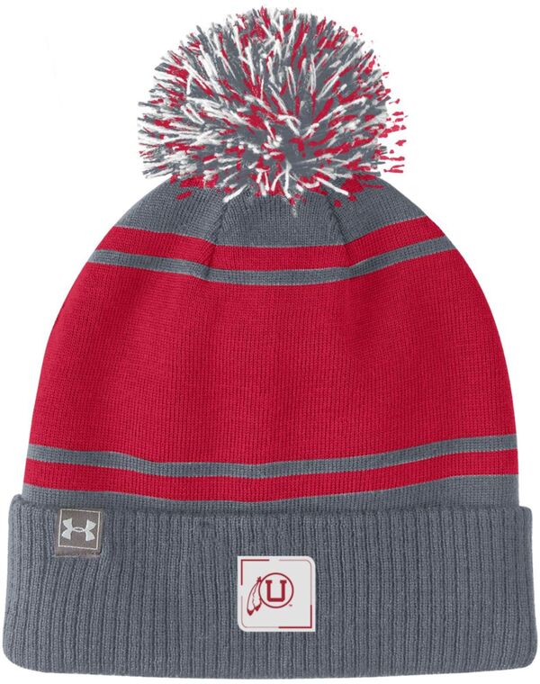 アンダーアーマー レディース 帽子 アクセサリー Under Armour Adult Utah Utes Grey Pom Knit Beanieの通販は