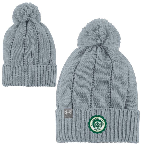 アンダーアーマー メンズ 帽子 アクセサリー Under Armour Adult Colorado State Rams True Grey Heather Pom Knit Beanieの通販は