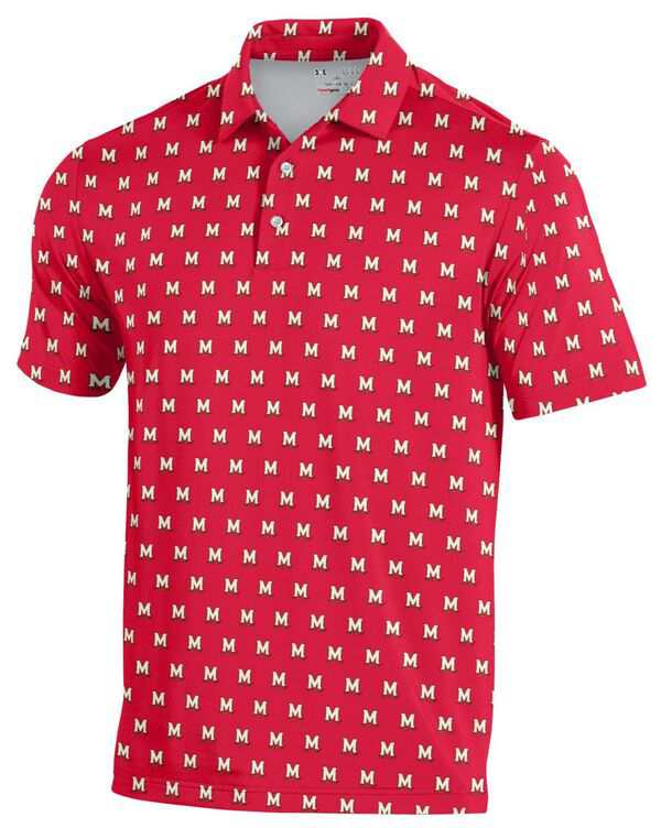 アンダーアーマー メンズ ポロシャツ トップス Under Armour Men's Maryland Terrapins Red All Over Poloの通販は