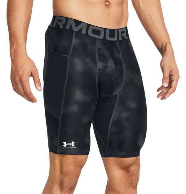 アンダーアーマー メンズ ハーフパンツ・ショーツ ボトムス Under Armour Men's HeatGear Printed Long Compression Shorts Black/White