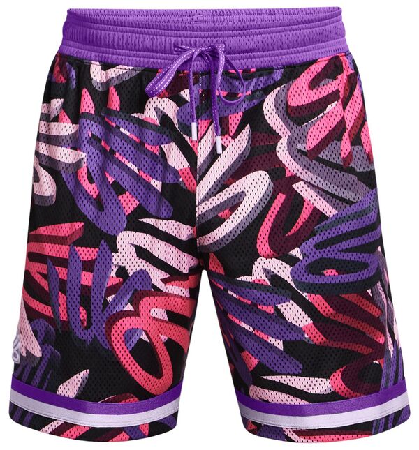 アンダーアーマー メンズ ハーフパンツ・ショーツ ボトムス Under Armour Men's Curry Statement 7'' Shorts Black/Lavish/Rebel Pinkの通販は