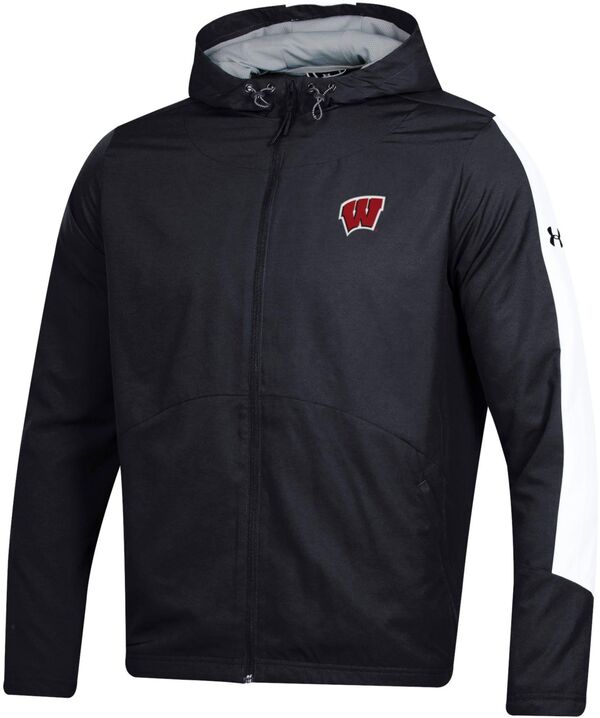 アンダーアーマー メンズ ジャケット・ブルゾン アウター Under Armour Men's Wisconsin Badgers Black Legacy Full-Zip Jacketの通販は
