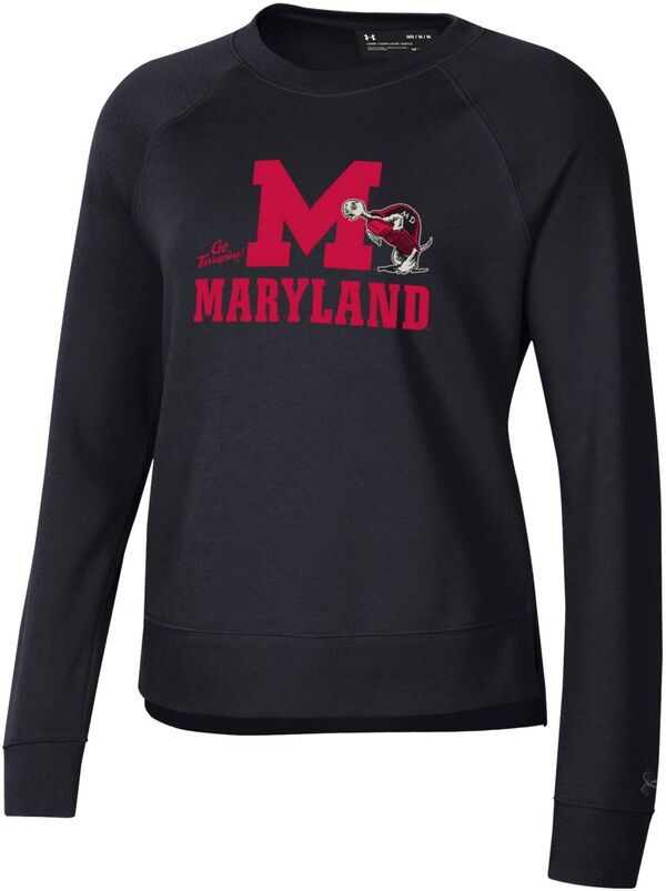 アンダーアーマー レディース パーカー・スウェット アウター Under Armour Women's Maryland Terrapins Black Rival Fleece Crew Pullovの通販は
