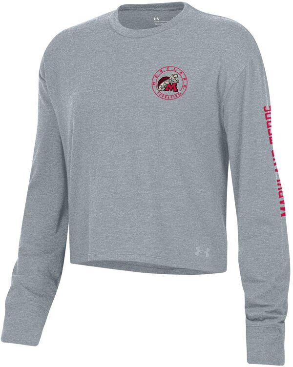 アンダーアーマー レディース Tシャツ トップス Under Armour Women's Maryland Terrapins Grey All Day Long Sleeve T-Shirtの通販は