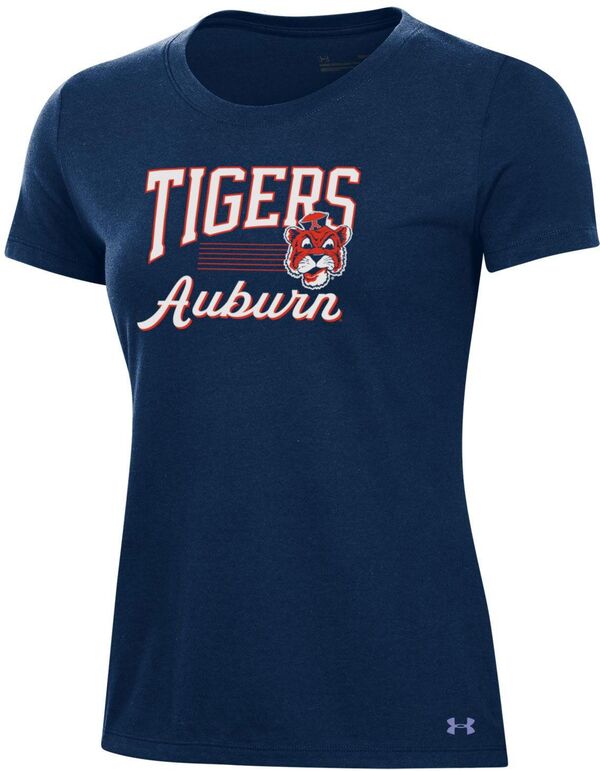 アンダーアーマー レディース Tシャツ トップス Under Armour Women's Auburn Tigers Navy Performance Cotton T-Shirtの通販は