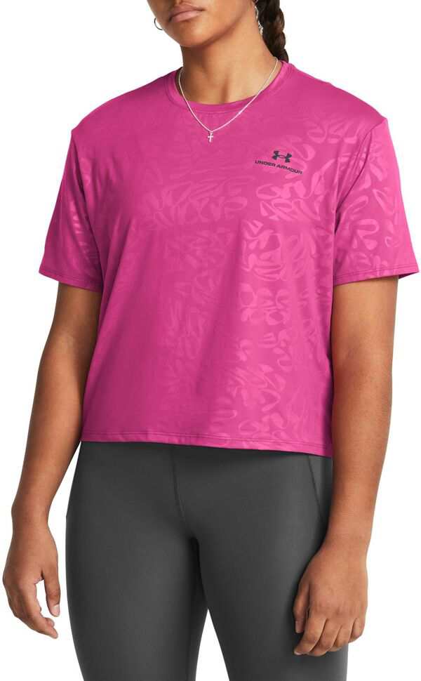 アンダーアーマー レディース Tシャツ トップス Under Armour Women's Vanish Energy Emboss Crop T-Shirt Astro Pink/Black