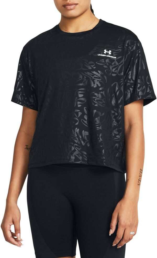 アンダーアーマー レディース Tシャツ トップス Under Armour Women's Vanish Energy Emboss Crop T-Shirt Black/White