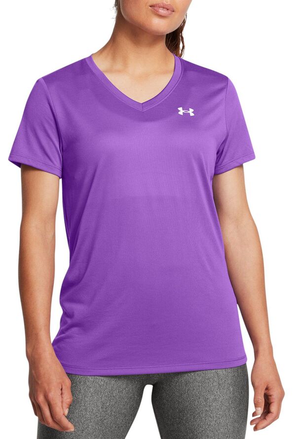 アンダーアーマー レディース Tシャツ トップス Under Armour Women's Tech V-Neck Short Sleeve T-Shirt Lavish/Whiteの通販は