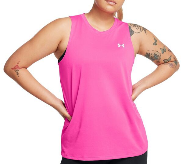 アンダーアーマー レディース シャツ トップス Under Armour Women's Tech Tank Top Rebel Pink/Whiteの通販は