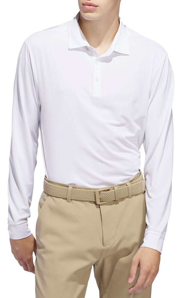 アディダス メンズ ポロシャツ トップス adidas Men's Core Long Sleeve Polo Golf Shirt White