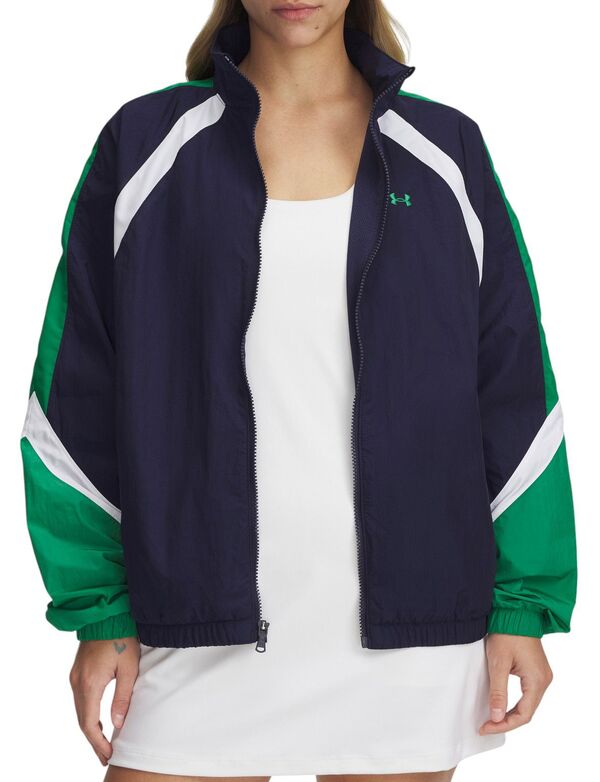 アンダーアーマー レディース ジャケット・ブルゾン アウター Under Armour Women's Icon Crinkle Track Jacket Midnight Navy/Greenの通販は