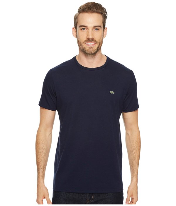 ラコステ メンズ シャツ トップス Short Sleeve Pima Crew Neck Tee Navy Blueの通販は