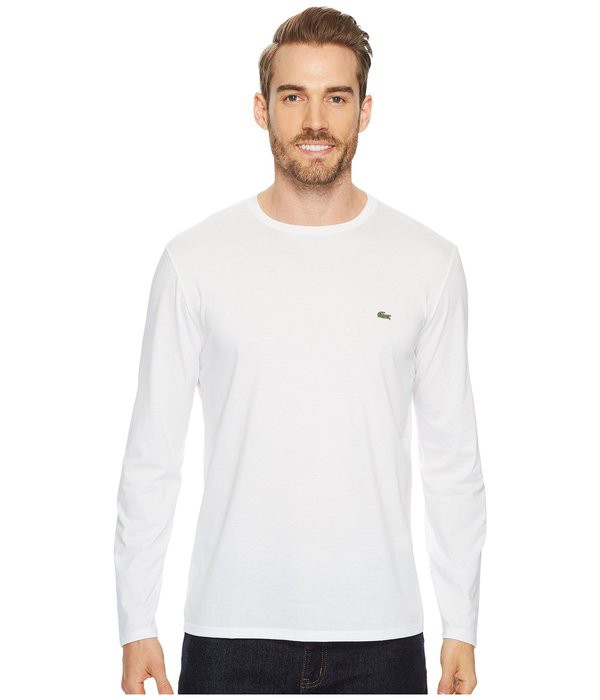 ラコステ メンズ シャツ トップス Long Sleeve Pima Jersey Crew Neck T-Shirt Whiteの通販は