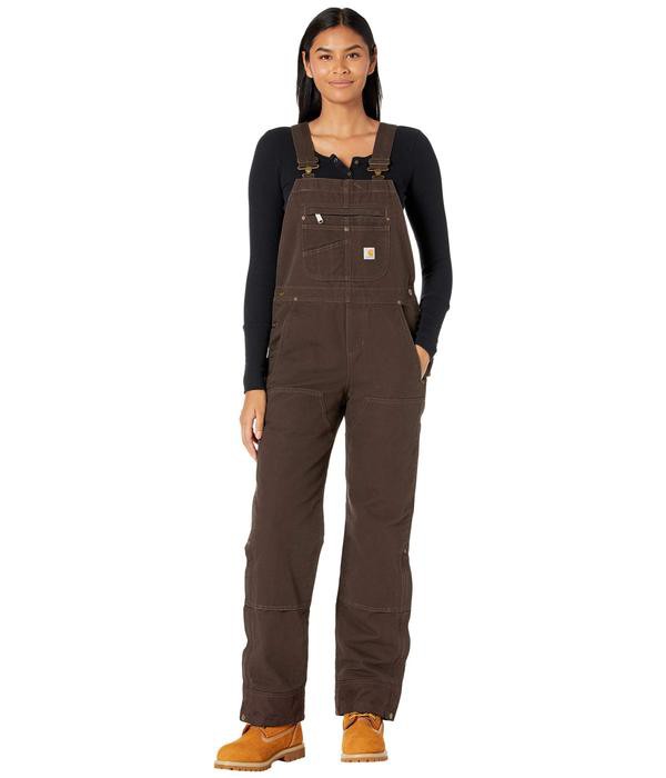 カーハート レディース カジュアルパンツ ボトムス Quilt-Lined Washed Duck Bib Overalls Dark Brown