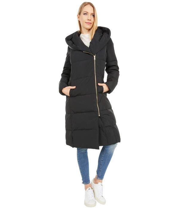 コールハーン レディース コート アウター Zip Front Down Coat w/ Dramatic Oversized Hood Black