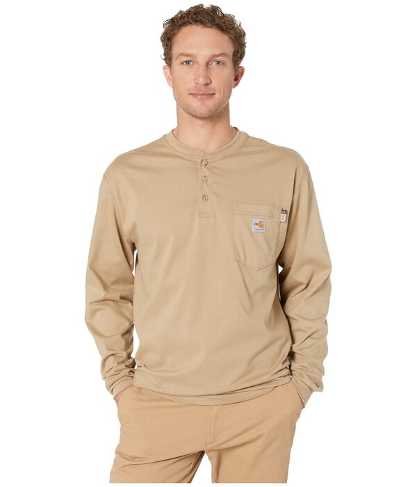 カーハート メンズ シャツ トップス Flame-Resistant Force Cotton Long Sleeve Henley Khakiの通販は