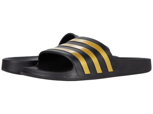 アディダス メンズ サンダル シューズ Adilette Aqua Slides Black/Gold Meta