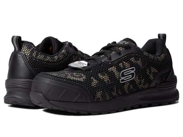 スケッチャーズ レディース スニーカー シューズ Bulklin - Lyndale Composite Toe Black/Leopard