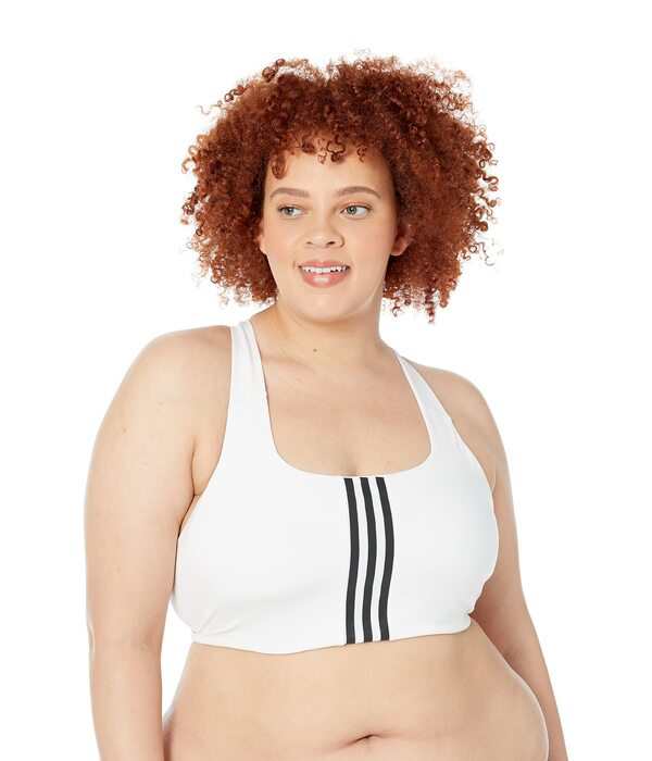 アディダス レディース ブラジャー アンダーウェア Plus Size Training Medium Support Better 3-Stripes Bra White