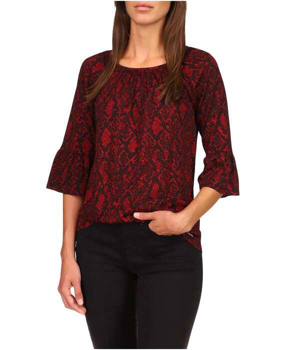 マイケルコース レディース シャツ トップス Python Flare Sleeve Top Crimson