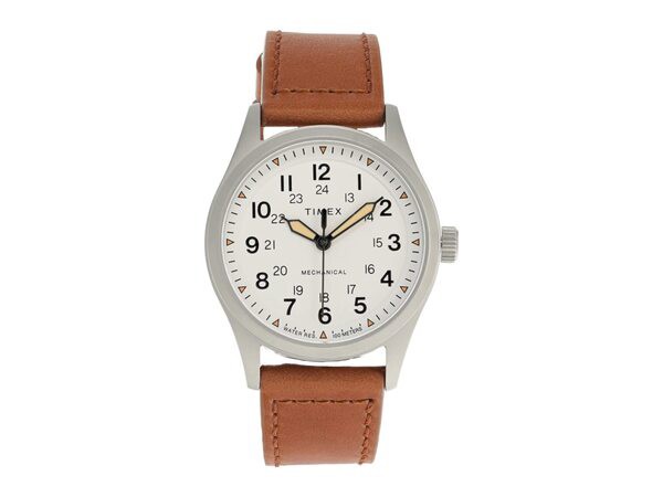 タイメックス メンズ 腕時計 アクセサリー 38 mm Expedition North Field Post Mechanical Eco-Friendly Leather Strap Watch Silver/Whi