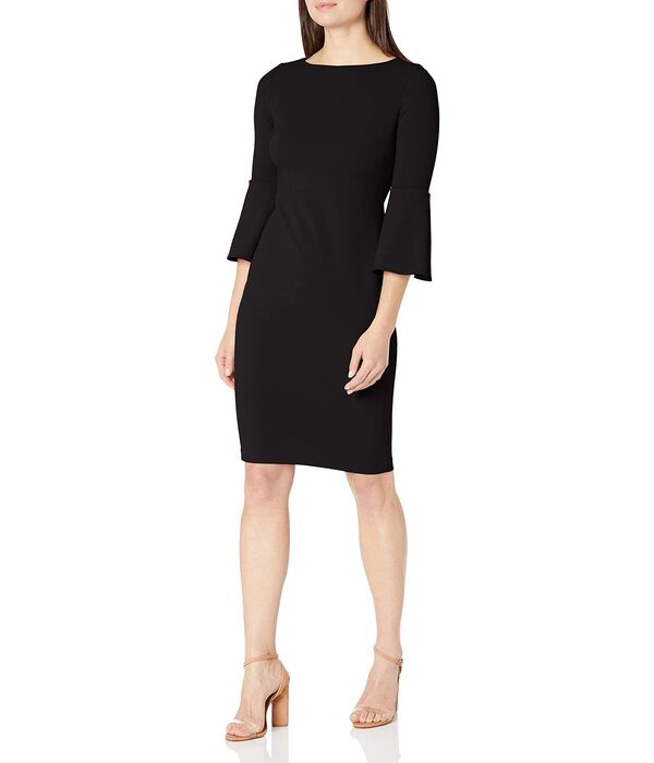 カルバンクライン レディース ワンピース トップス Women's Peplum Sheath Dress Black 3