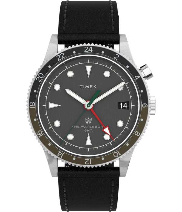 タイメックス メンズ 腕時計 アクセサリー 39 mm Waterbury Traditional GMT Black