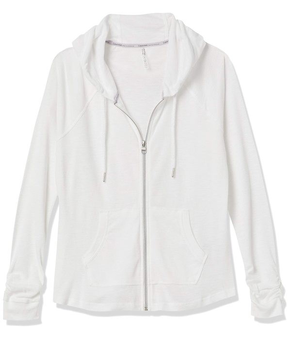 カルバンクライン レディース パーカー・スウェット アウター Calvin Klein Women's Premium Performance Ruched Long Sleeve Zip Up Hoo