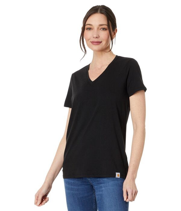 カーハート レディース シャツ トップス Relaxed Fit Lightweight Short Sleeve V-Neck T-Shirt Black