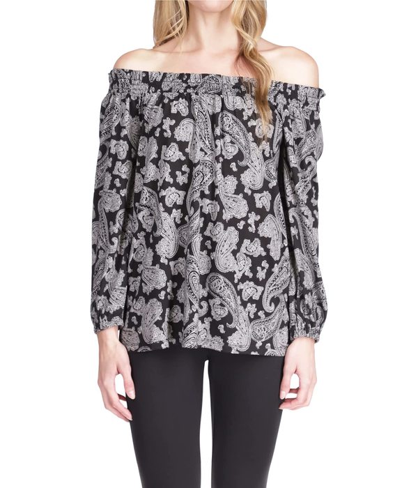 マイケルコース レディース シャツ トップス Paisley Print Off Shoulder Top Boneの通販は