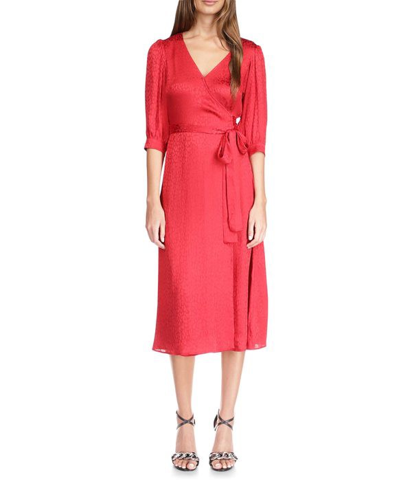 マイケルコース レディース ワンピース トップス Cheetah Jacquard Midi Wrap Dress Crimson