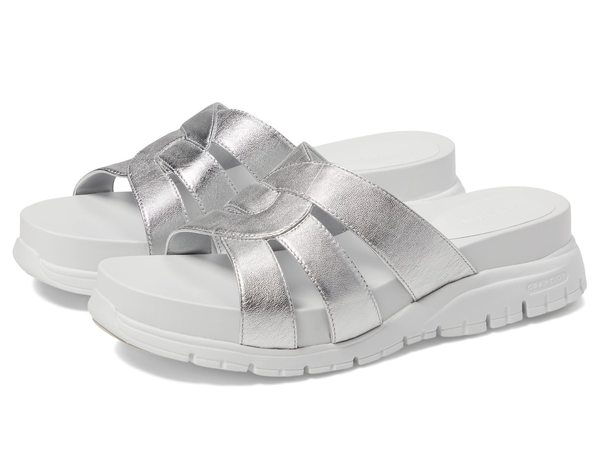 コールハーン レディース サンダル シューズ Zerogrand Slotted Slide Silver Talcaの通販は