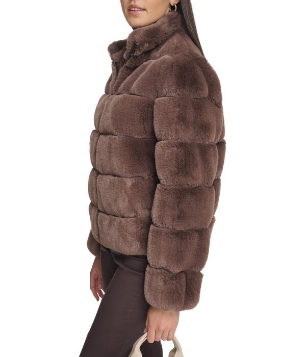 カルバンクライン レディース コート アウター Short Zip Faux Fur Brownの通販は カルバンクライン レディース コート アウター Short Zip Faux Fur Brownの通販は