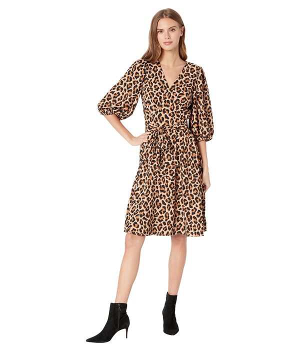 ケイトスペード レディース ワンピース トップス Lovely Leopard Wrap Dress Roasted Cashew