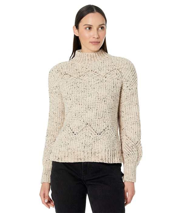 カルバンクライン レディース ニット・セーター アウター Mock Neck Cable with Neps Heather Latte/B