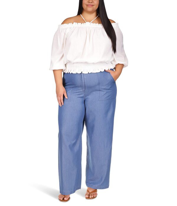 マイケルコース レディース カジュアルパンツ ボトムス Plus Size Chambray Wide Leg Pants Light Cadet Was