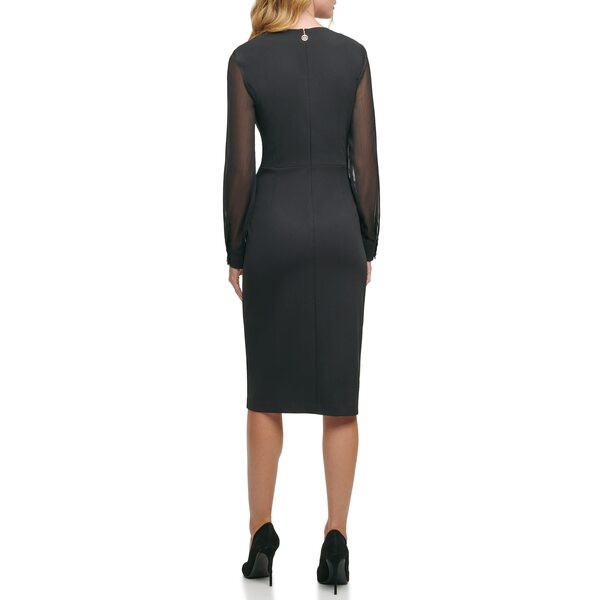 トミー ヒルフィガー レディース ワンピース トップス Long Sleeve Scuba Crepe Sheath Dress Black