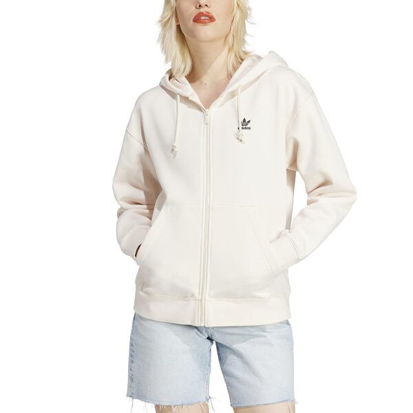 アディダス レディース パーカー・スウェット アウター Essentials Full Zip Boyfriend Hoodie Wonder White