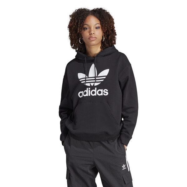アディダス レディース パーカー・スウェット アウター Trefoil Hoodie Black 5の通販は