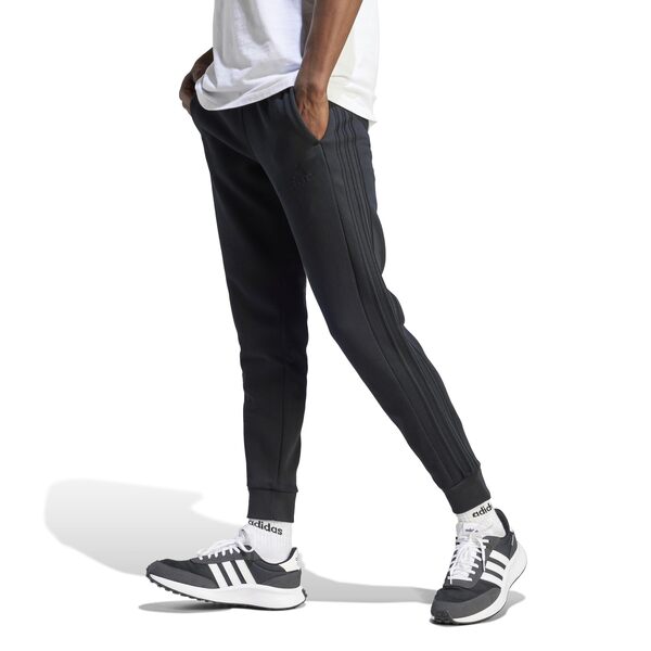 アディダス メンズ カジュアルパンツ ボトムス Essentials Fleece Tapered Cuffed 3-Stripes Pants Black 1の通販は