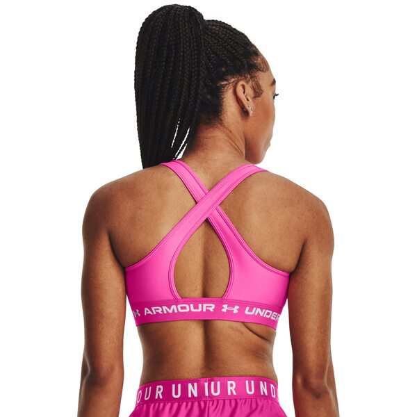 アンダーアーマー レディース ブラジャー アンダーウェア Cross-Back Mid Bra Rebel Pink/Blac