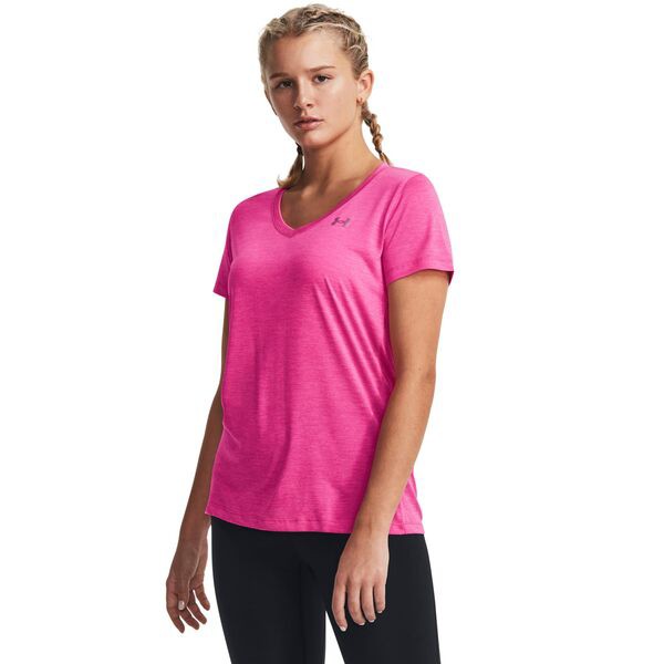 アンダーアーマー レディース シャツ トップス UA Tech Twist V-Neck Rebel Pink/Meta