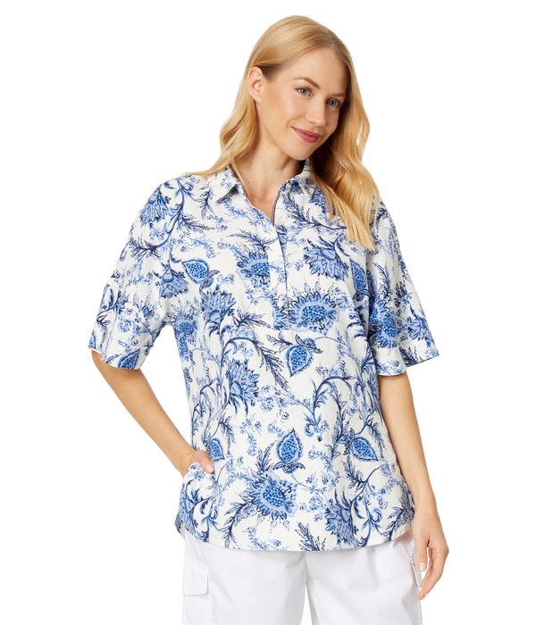 トミー ヒルフィガー レディース シャツ トップス Short Sleeve Linen Shirt Ibiza Floral/Ivの通販は